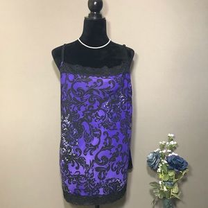 Fashion Bug Purple and Black Pattern Lace Camisole